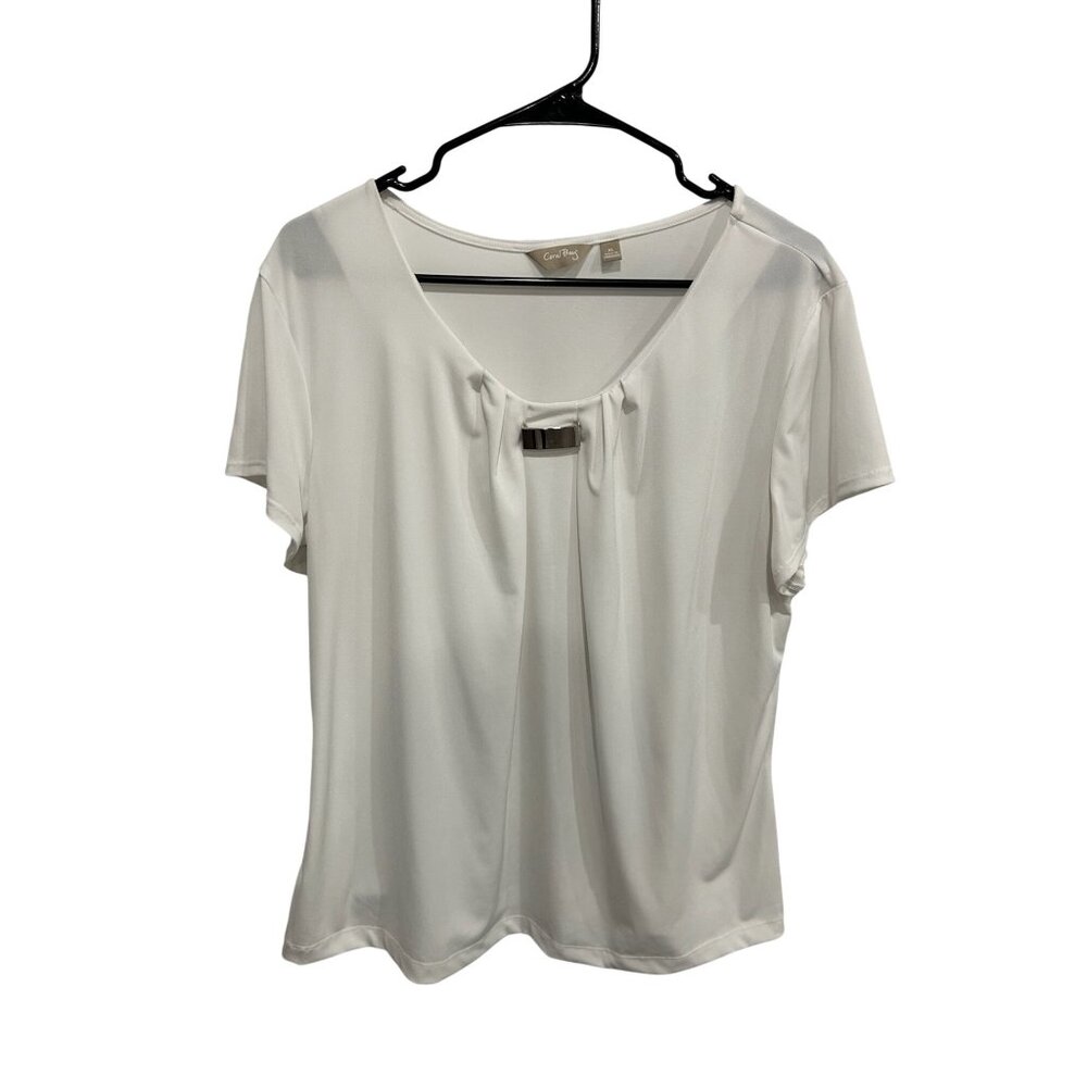 Coral Bay Womens Metal Accent Scoop Neck Short Sleeve Top Size XL Minimalist